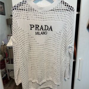 Prada White Mesh Sweater